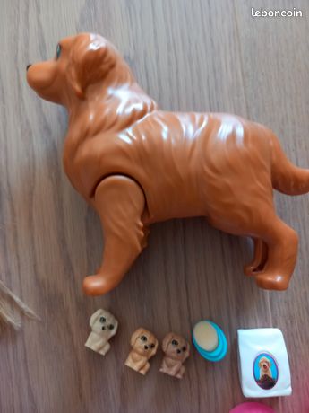 Barbie Mattel - Maman Chien Golden Retrievers Et 3 Chiots - 2001 - Vintage