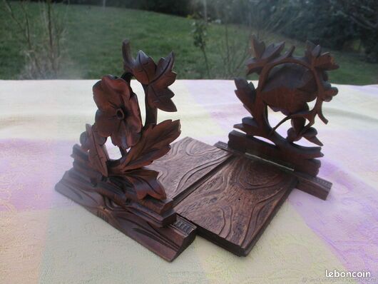ANCIENNE PAIRE DE Serre Livres En Bois Peint Arlequin Sur Décor A B C