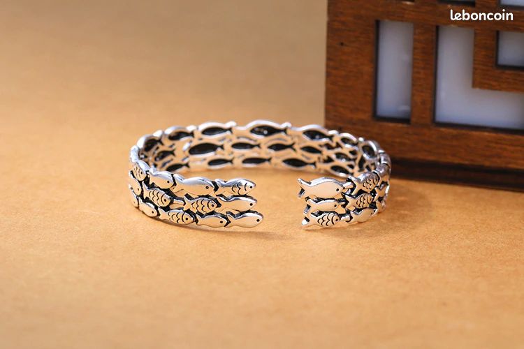 Bracelet motif : ( POISSONS) plaquer Argent (image 2)