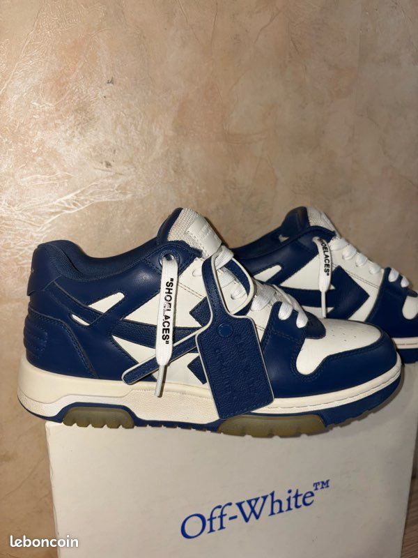 Off White Basket Cuir Bleu Marine Prix Négociable Chaussures
