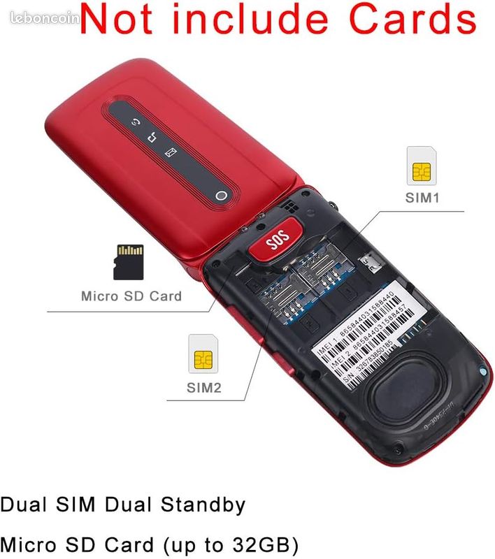 Téléphone Portable Senior, Ukuu Telephone Portable à Clapet Débloqué avec Grande (image 5)