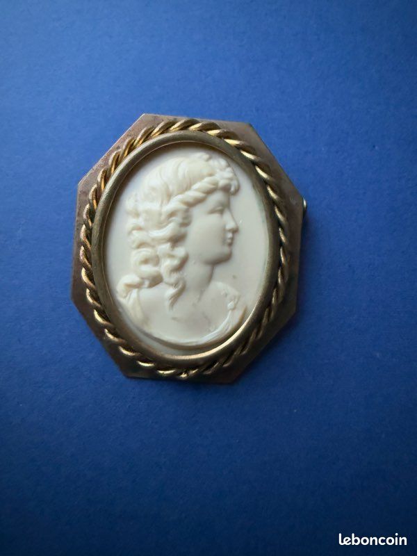 Broche Camée Vintage Style - Lot N°2 - Ambre Et Résine Dorée - Neuf Sans Emballage - Sans Marque