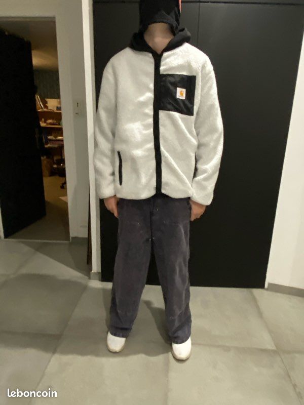 Veste carhartt sherpa style rework blanc L (image 1)