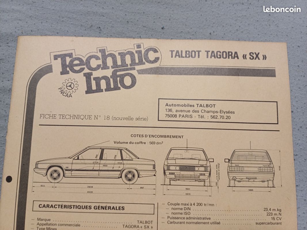 Fiche technic info voiture Francaise annee 70 - 90 (image 19)