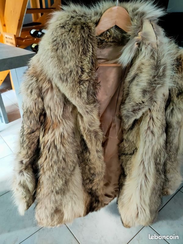 Manteau En Fourrure Véritable Marron - Pour Femme, Taille M, Occasion Très Bon état