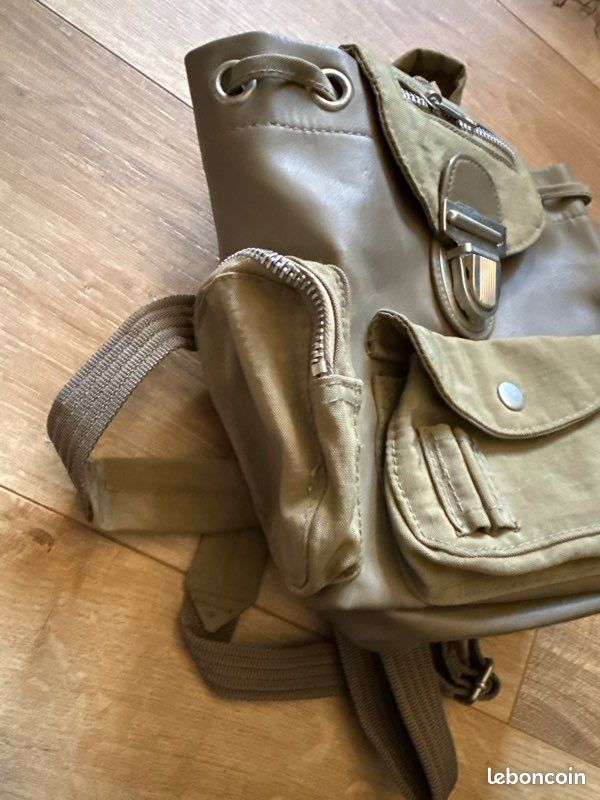 Sac à dos vintage BagSac kaki (image 4)