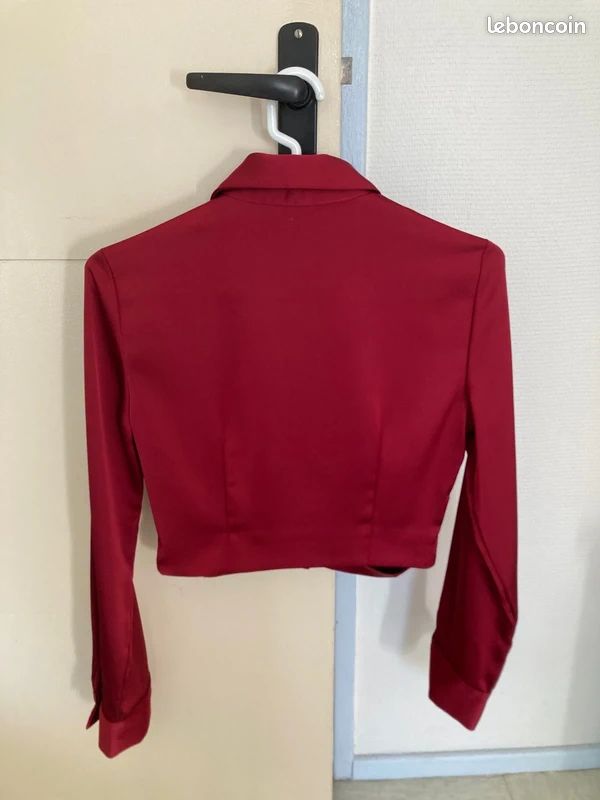 Chemise En Daim Rouge Cerise Vintage Années 90 - Marque Essendi - Taille S
