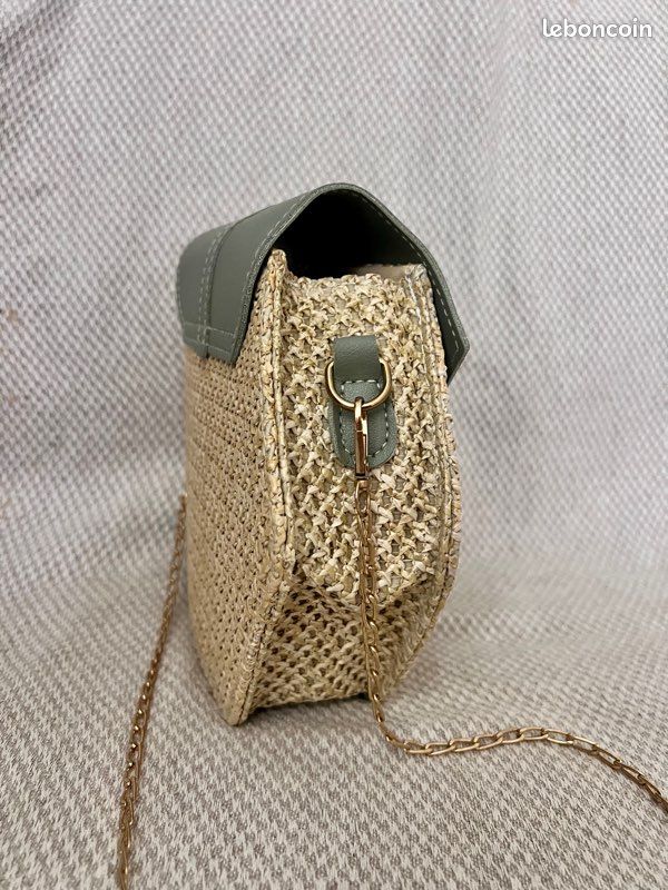 🌞 Sac à main en paille et cuir kaki pour un style bobo chic jamais porté (image 6)