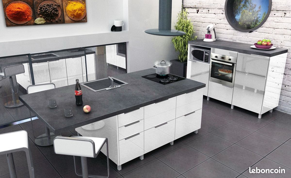 ✅ Meubles de cuisine laqués brillants direct usine pour pas cher ✅ (image 3)