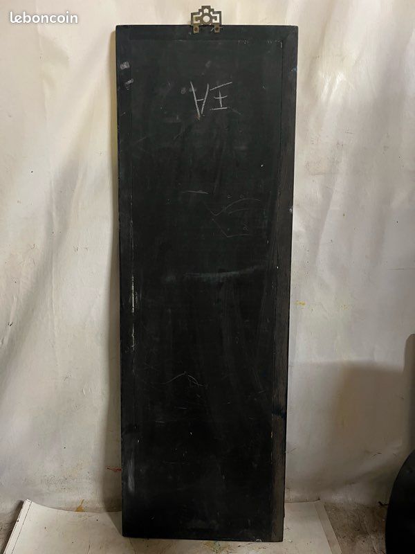 Panneau asiatique ancien en bois laqué noir – incrustations de pierres vers 1930 (image 2)