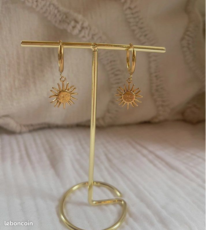 Boucles d’oreilles soleil acier inoxydable (image 2)