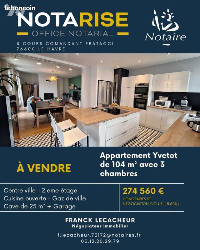 Appartement 4 pièces 104 m² · à Yvetot · 104 m² · 274 560 €