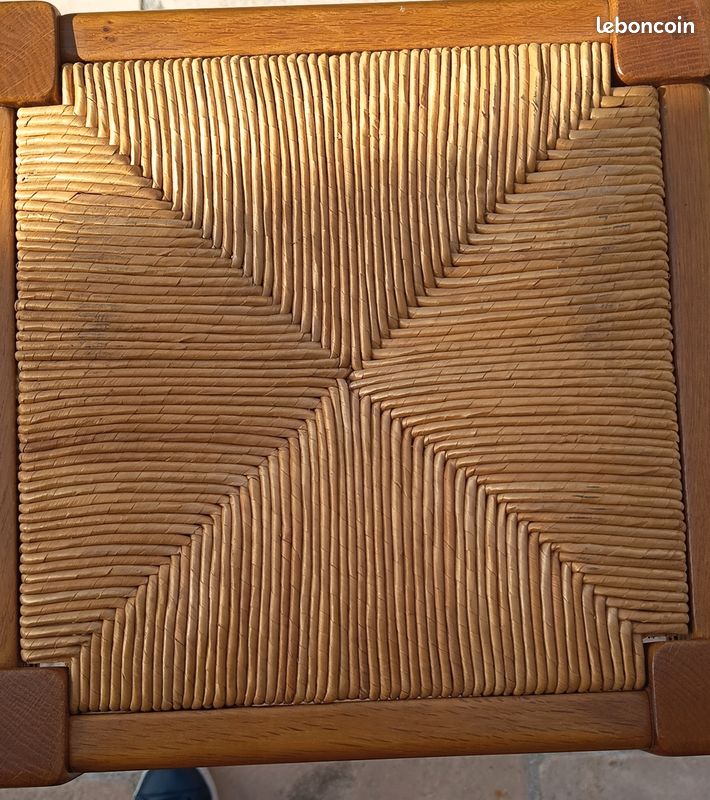 Tabouret de bar en chêne massif et paille naturelle (image 3)
