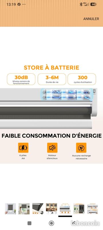 2 Stores Enrouleur Occultant Électriques M100, Moteur & Télécommande, avec ou sans Perçage, Rideau de Protection Solaire pour Fenêtres, 80x 150 cm, Gris Foncé (image 2)