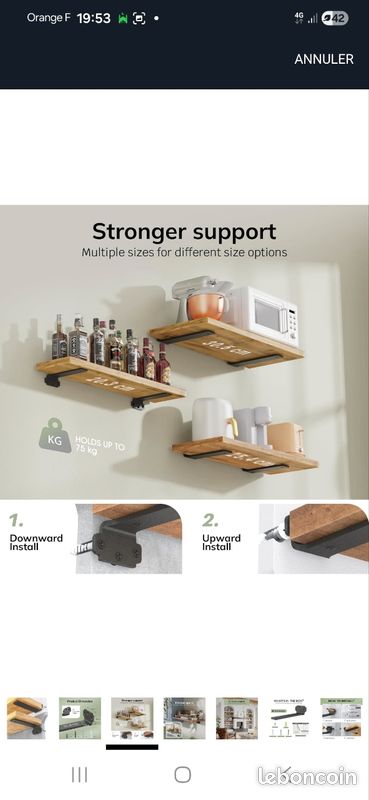 Lot De 8 Supports D'étagère Invisibles En Bois Robuste