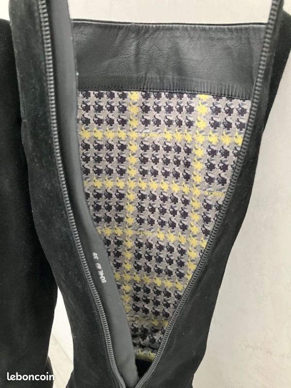 Bottes femme hautes Geox en daim noir à talon (Taille 39) (image 10)