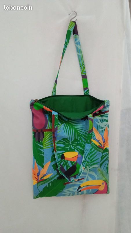 SAC CABAS tote bag en toile de coton imprimé digital motif Toucan (image 2)