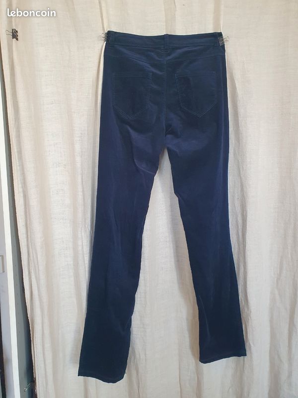 Benetton jean velours bleu marine pantalon milleraies cotelé S 36 (image 3)