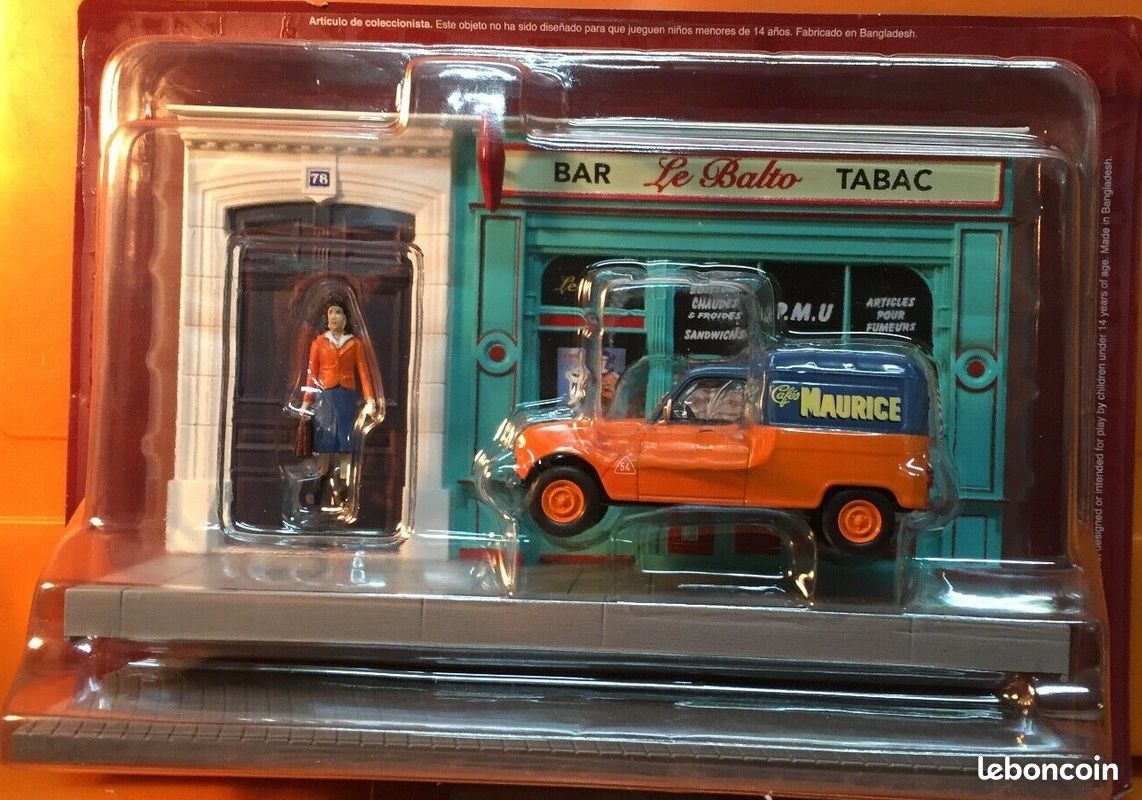 RENAULT 4L Fourgonnette - Diorama BAR TABAC Le Balto Café Maurice + 1 personnage - échelle 1/43 - Neuf en Boite non ouverte - collection VEHICULES UTILITAIRES avec DIORAMA n° 46 (image 1)
