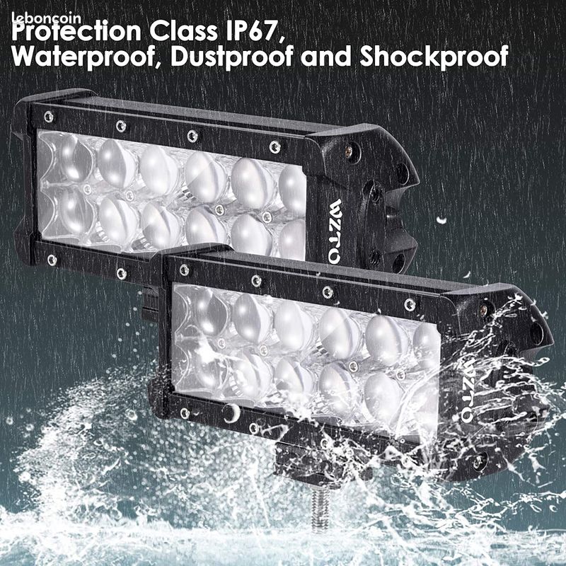BIHEE Phare LED 12V 144W 7200LM - Pour Camion, Tracteur, Bateau