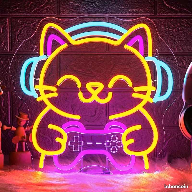 Enseigne au néon de chat | Art mural LED ludique et fantaisiste | The