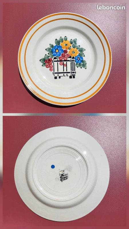 Lot de 6 assiettes plates dépareillées orange/marron - Badonviller - Villeroy & Boch - HBCM - Longwy (image 5)