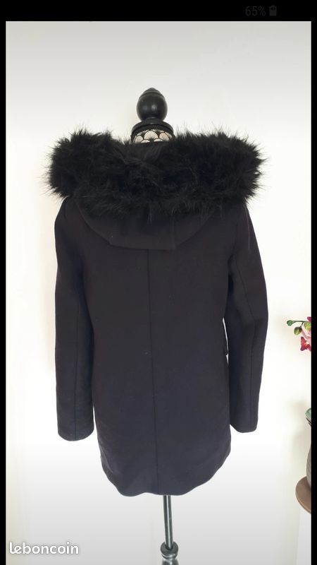 Manteau Parka à Capuche Zara Noir - Taille S/M - Occasion Très Bon état (proche Du Neuf)