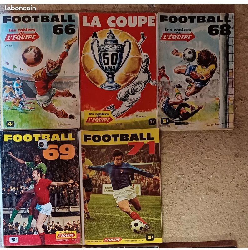 Lot 8 Cahiers De L'équipe Années 60.
Football 66 68 70 71
La Coupe 50 ans 1967
Rugby 68 69 71 (image 3)