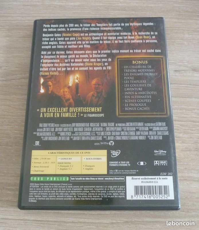 DVD BENJAMIN GATES et le trésor des templiers Film Jon Turteltaub, Nicolas Cage - C. NEUF (image 3)