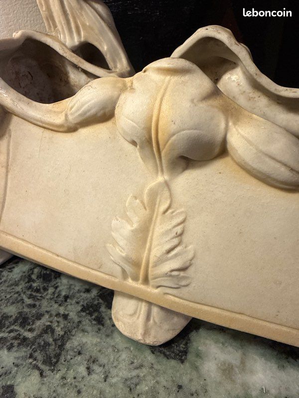 Plat Jardinière En Céramique Biscuit – Prêt à Peindre – Motif Lune Et Soleil – Émaillé Intérieur