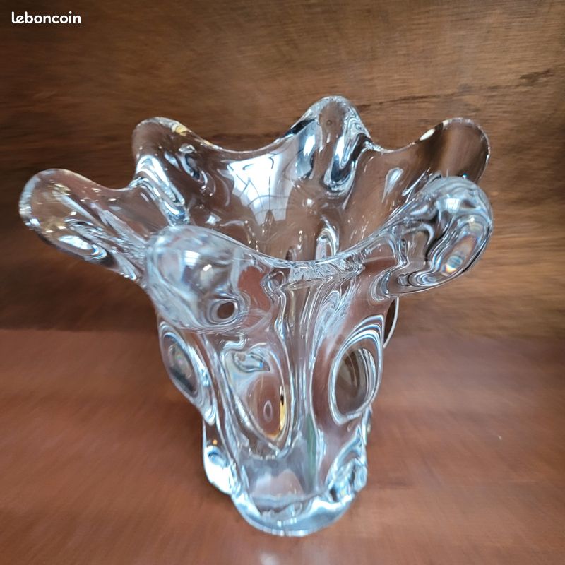 Lot De 2 Bols Vintage Art Vannes France – Cristal Taillé Fait Main, Motif Coquille Et Pomme (après 1945)