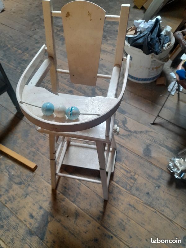 Jouet ancien chaise haute bois (image 1)