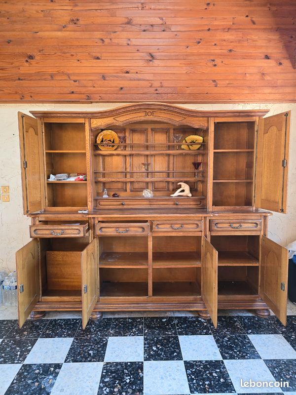 Buffet vaisselier ancien en chêne massif (image 2)