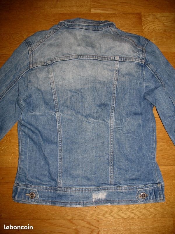 VESTE EN JEAN Bleu Effet Usure BERSHKA Femme 40 Vêtements