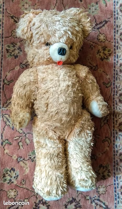 OURS ANCIEN PELUCHE 54 CM REMBOURRAGE PAILLE VINTAGE 1950 OLD TEDDY Bear M389 Imgx300 9798