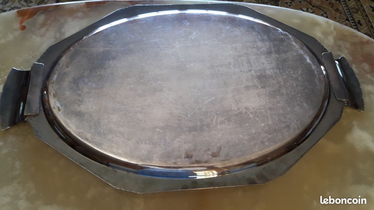 Très grand plateau métal argenté art déco signé bzt03 (image 6)