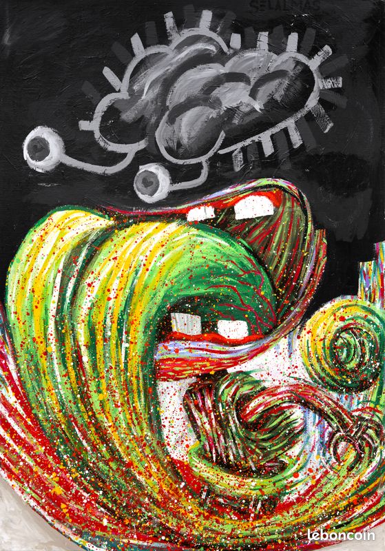 TONGUE - 81x117 cm - Peinture sur toile 2012 - Pop Street Art Contemporain (image 2)