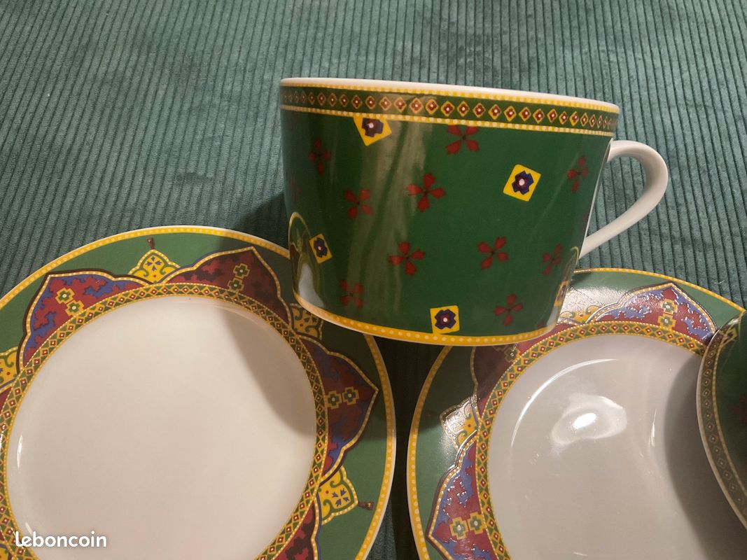 Tasse à Thé Geneviève Lethu – Duo Déjeuner Vicenza 1994 – TBE – Multicouleur