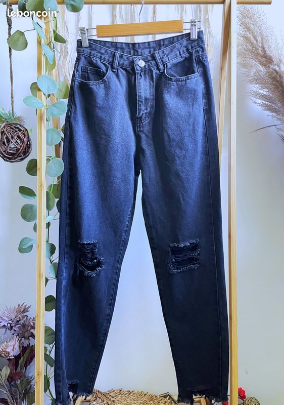 Jean MOM noir Shein S/36 Vêtements