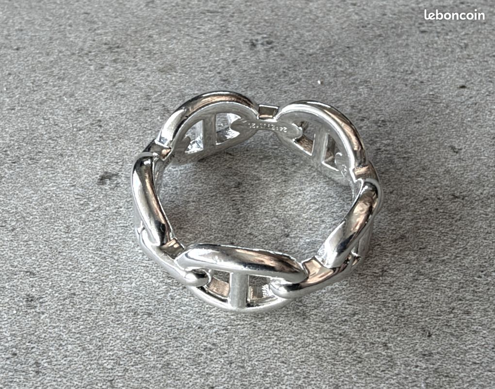 Bague HERMES en argent - chaine d'ancre - taille 54 - Hermès (image 5)