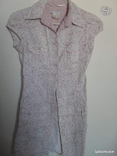 Robe tunique fleurie rose et blanche Comme neuve (image 1)