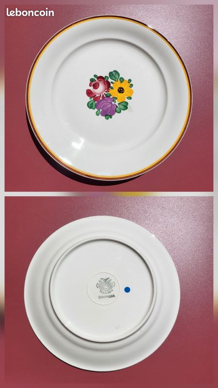 Lot de 6 assiettes plates dépareillées orange/marron - Badonviller - Villeroy & Boch - HBCM - Longwy (image 3)