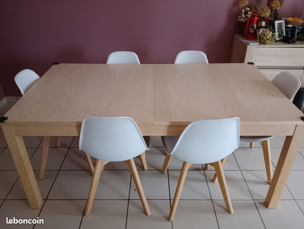 Table à manger extensible 8 places + Chaises (ou séparément) (image 1)