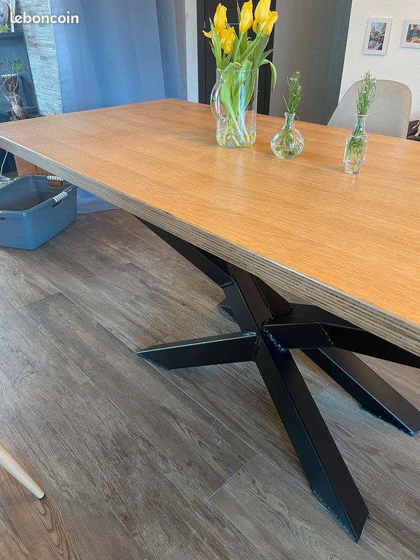 Table massif, Neuve Style Industriel 200x90. Modèle unique (image 1)