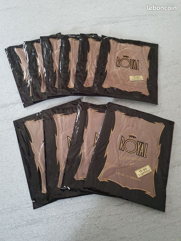 Lot de 10 paires de bas couture nylon vintage années 60 Taille 2 (image 1)
