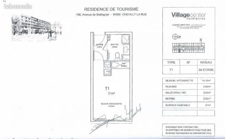 Appartement 1 pièce 21 m²