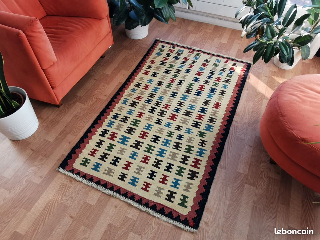 Kilim Oriental Fait Main En Laine - Multicolore, 205x152 Cm, Occasion