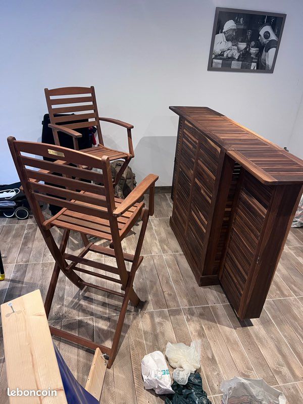 Bar en bois 🪵 massif + 2 chaise (image 1)