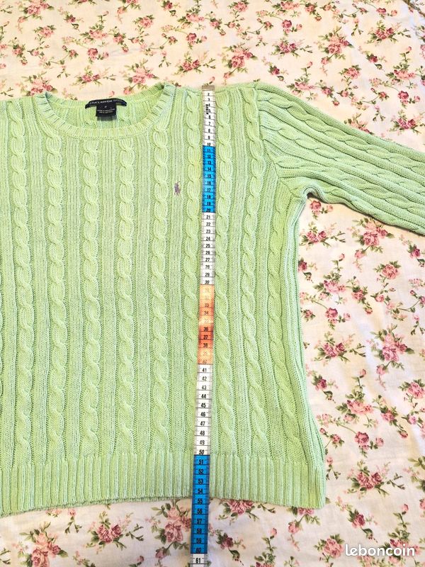 Pull torsadé Polo Ralph Lauren femme M vert menthe pastel (image 9)