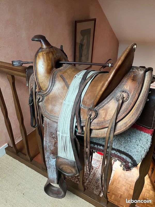 Ancienne cravache cavalier cuir et corne